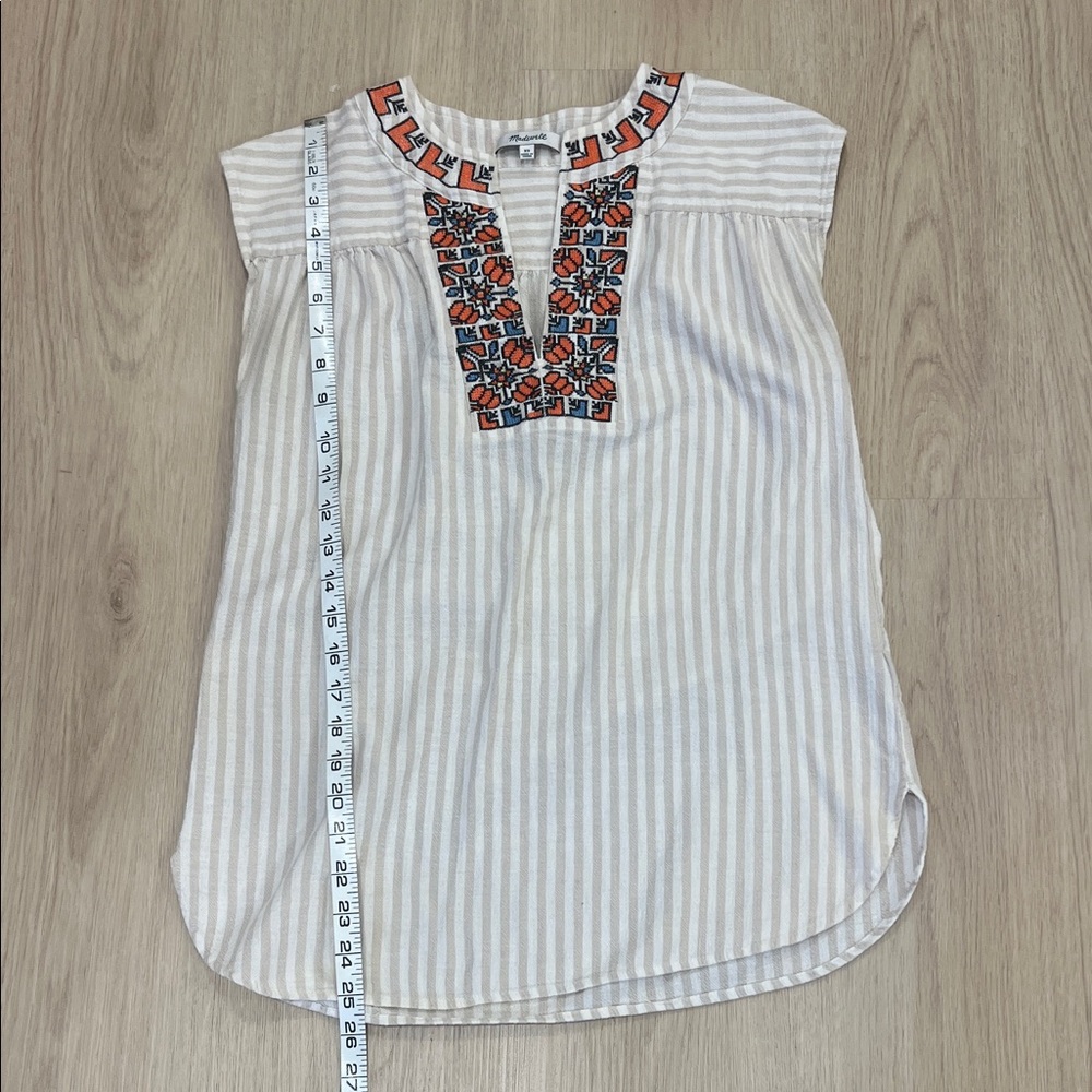 Madewell XS Embroidered Striped Women's Top - Picture 3 of 6